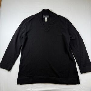 JONES NEW‎ YORK Collection Sweater Womens Large Black V-Neck 100% Cashmere
